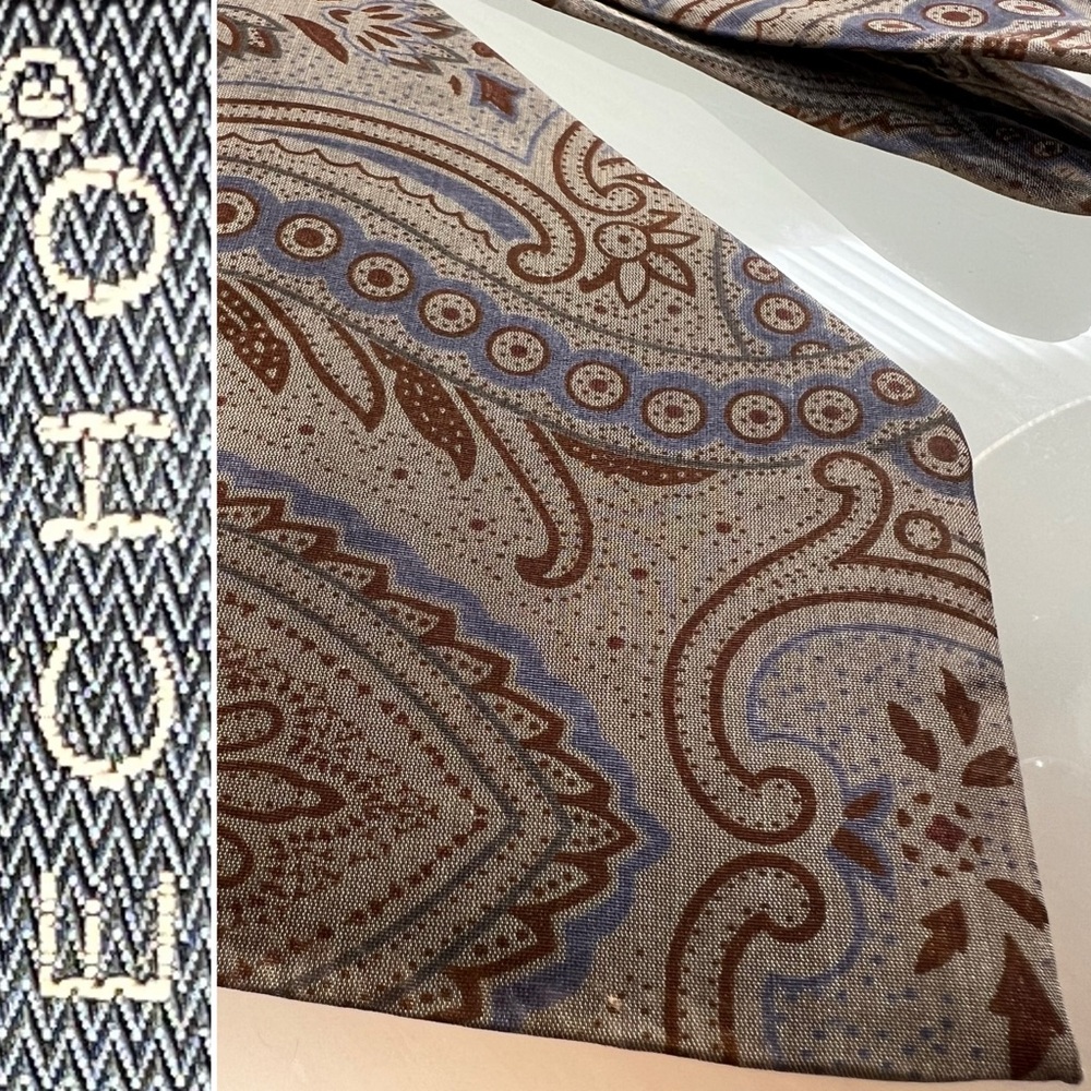🇮🇹Italian Silk Hand Finished Paisley Necktie / Neck Tie by Echo—Regular Length